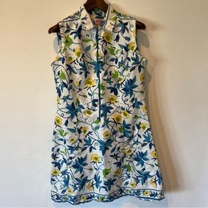 Vintage 1960s Holly Hill Floral Sleeveless Dress Jackie O Mad Men Era Pleats